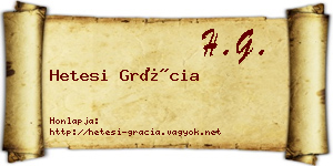 Hetesi Grácia névjegykártya